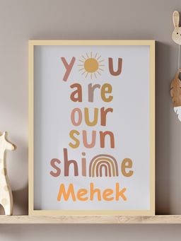 My Kids Wall - You are our Sunshine Personalised Wall Art (Framed)-Beige (32x23 cm)