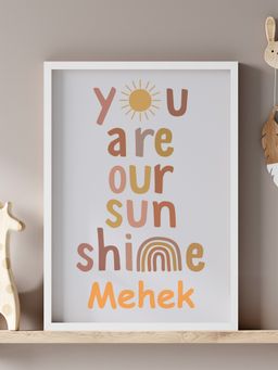 My Kids Wall - You are our Sunshine Personalised Wall Art (Framed)-White (32x23 cm)
