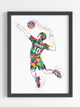 My Kids Wall - Volleyball Player Personalised Wall Art (Framed)-Black