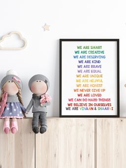 My Kids Wall - Positive Affirmations For Sibling Personalized Watercolor Wall Art-Black