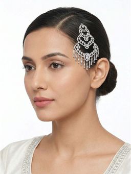 Adwitiya - Women Rhodium Plated American Diamond Chandelier Passa