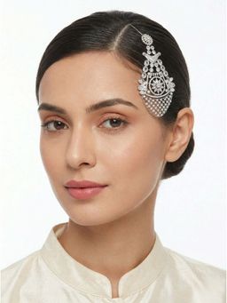 Adwitiya - Women Rhodium Plated Floral Basket Design American Diamond Passa