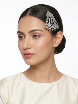 Adwitiya - Women Rhodium Plated Black Stone Chandelier Passa