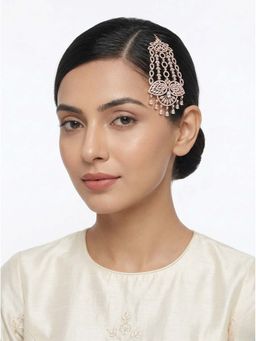 Adwitiya - Women Rose Gold Plated Long Leaf Design Chandelier Passa