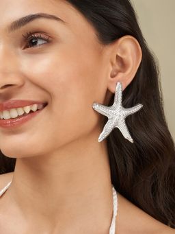 Joker and Witch - Joker & Witch Women Vexa Starfish Silver Seashell Stud Earrings