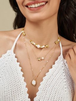 Joker and Witch - Joker & Witch Women Amaris Gold Layered Seashells Necklaces (Pack of 3)