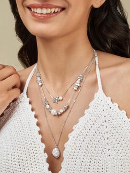 Joker and Witch - Joker & Witch Women Amaris Silver Layered Seashells Necklaces (Pack of 3)