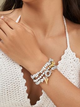 Joker and Witch - Joker & Witch Women Zenthira Silver and Gold Mixed Metal Bracelets (Pack of 3)