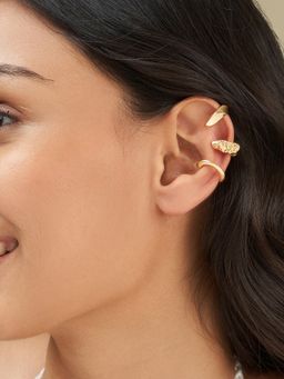 Joker and Witch - Joker & Witch Women Tarelloya Gold Mixed Metal Ear Cuffs (Pack of 3)