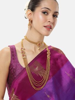 Peora - Women Gold Plated Multi-Color Bridal Jewellery Set