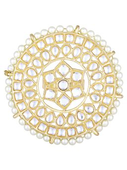 Peora - Women Gold Plated White Kundan Adjustable Finger Ring