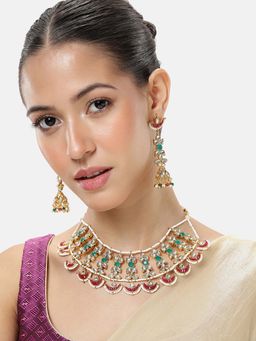 Peora - Women Gold Plated Multi-Color Kundan Jewellery Set