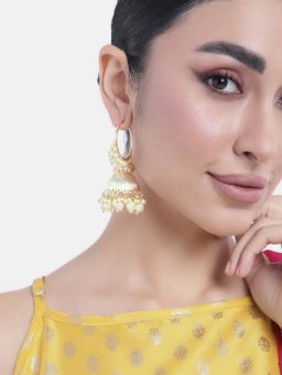 Peora - Women Gold Plated Pearl Jhumka Earrings
