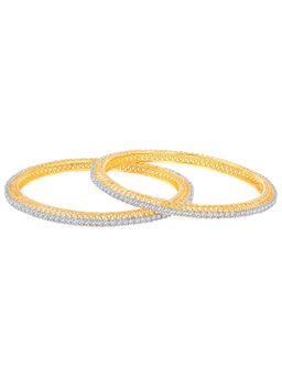 Peora - Women Gold Plated White Cubic Zirconia Bangles (2.6) (Pack of 2)