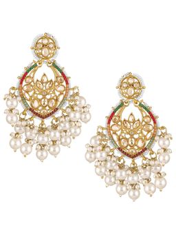 Peora - Women Gold Plated Multi-Color Crystals and Beads Dangler Earrings