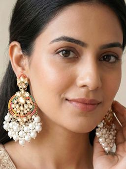 Peora - Women Gold Plated Multi-Color Beads Dangler Earrings