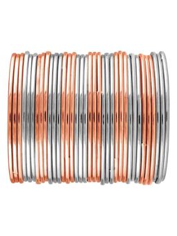 Peora - Women Rose Gold and Silver Plated Metal Bangles (2.4) (Pack of 36)