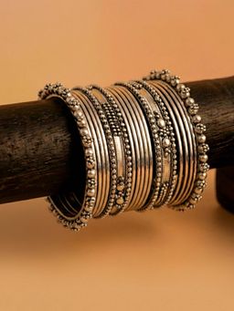 Peora - Women Traditional Silver Plated Metal Bangles (2.6) (Pack of 40)
