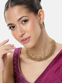 Peora - Women Gold Plated Lakshmi Motif Temple Jewellery Set