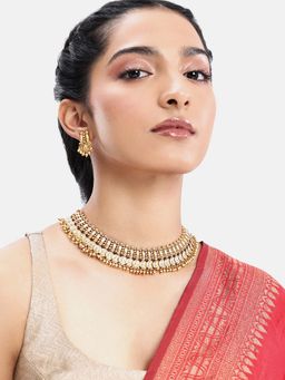 Peora - Women Gold Plated Lakshmi Motif Temple Jewellery Set