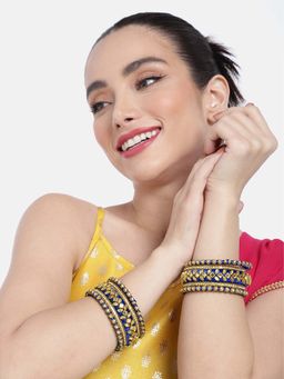 Peora - Women Blue Gold Plated Kundan Studded Bangles (2.6) (Pack of 10)