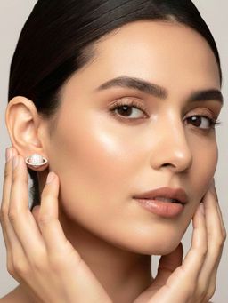 Peora - Women Rose Gold Plated Cz Planet Motif Stud Earrings