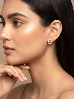 Peora - Women Rose Gold Plated Cz Fancy Stud Earrings