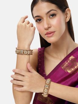 Peora - Women Gold Plated Kundan Studded Ethnic Thick Kadas (2.6) (Pack of 2)