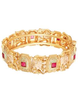 Peora - Women Gold Plated Faux Pink Studded Thick Kada (2.6)
