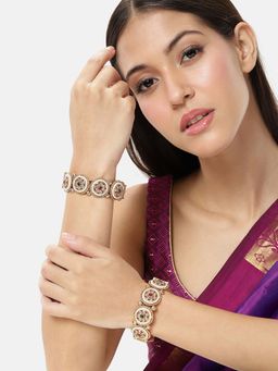 Peora - Women Gold Plated Multi-Color Crystals and Beads Kadas (2.6) (Pack of 2)