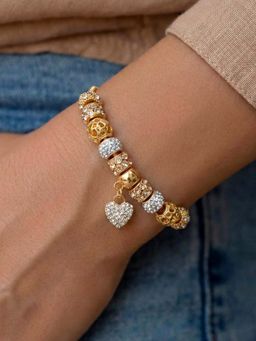 Peora - Women Gold Plated Cubic Zirconia Studded Bracelet