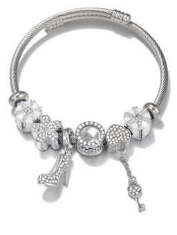 Peora - Women Silver Plated Cubic Zirconia Adjustable Bracelet
