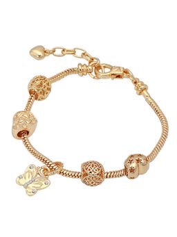 Peora - Women Gold Plated Cubic Zirconia Studded Openable Bracelet