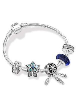 Peora - Women Silver Plated Blue Cubic Zirconia Studded Bracelet