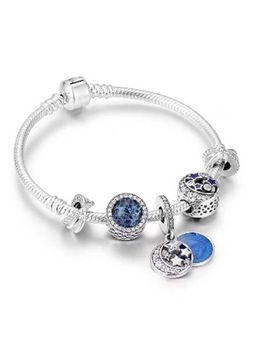 Peora - Women Silver Plated Blue Cubic Zirconia Studded Bracelet
