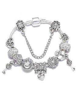 Peora - Women Silver Plated Cubic Zirconia Studded Bracelet
