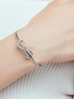 Peora - Women Silver Plated American Diamond Studded Cuff