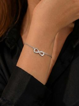 Peora - Women Silver Plated American Diamond Openable Bracelet