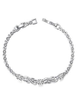 Peora - Women Silver Plated American Diamond Openable Bracelet
