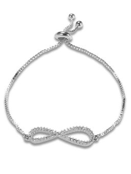 Peora - Women Silver Plated American Diamond Adjustable Bracelet