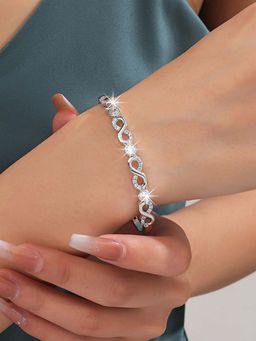 Peora - Women Silver Plated American Diamond Studded Bracelet