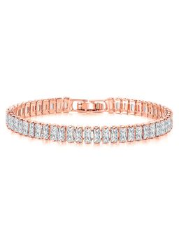 Peora - Women Rose Gold Plated Baguette Stone Studded Bracelet