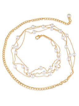 Peora - Women Gold Plated Pearl Waist Chain