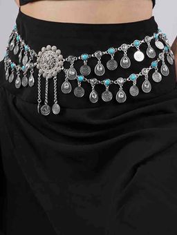 Peora - Women Silver Plated Crystal Kamar Bandh