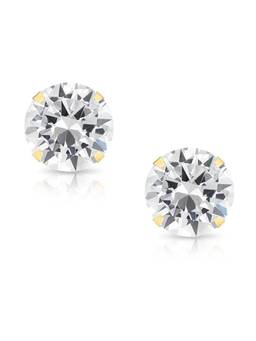 Peora - Women Gold Plated Crystal Studded Round Stud Earrings
