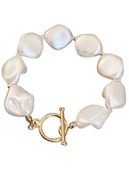 Peora - Women White Stone Gold Plated Openable Bracelet