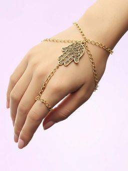 Peora - Women Gold Plated Na Studded Openable Hathphool