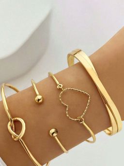 Peora - Women Gold Plated Stylish Cuff and Bracelets (Pack of 4)