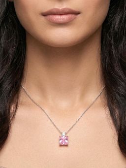 Peora - Women Pink Stylish Pendant Chain Necklace