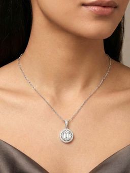 Peora - Women White Round Pendant Chain Necklace